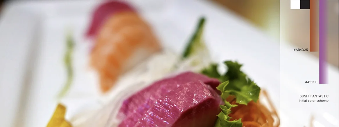 Composição inicial da paleta de cores do Sushi Fantastic